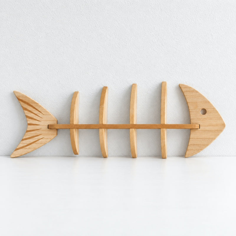 CouldNook Fish Wall Shelf - Open Sections and Coastal Outline