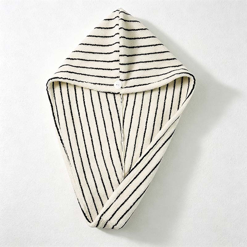 CouldNook Striped Cotton Hair Towel Wrap - Tapered Bound Edge Design