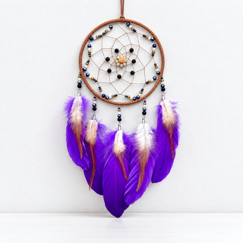 CouldNook Feather Dreamcatcher - Beaded Web And Hanging Feather Strands