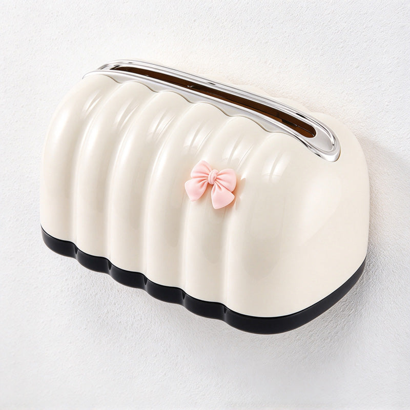 CouldNook Bow Tissue Box - Ribbed Sides And Spring Platform