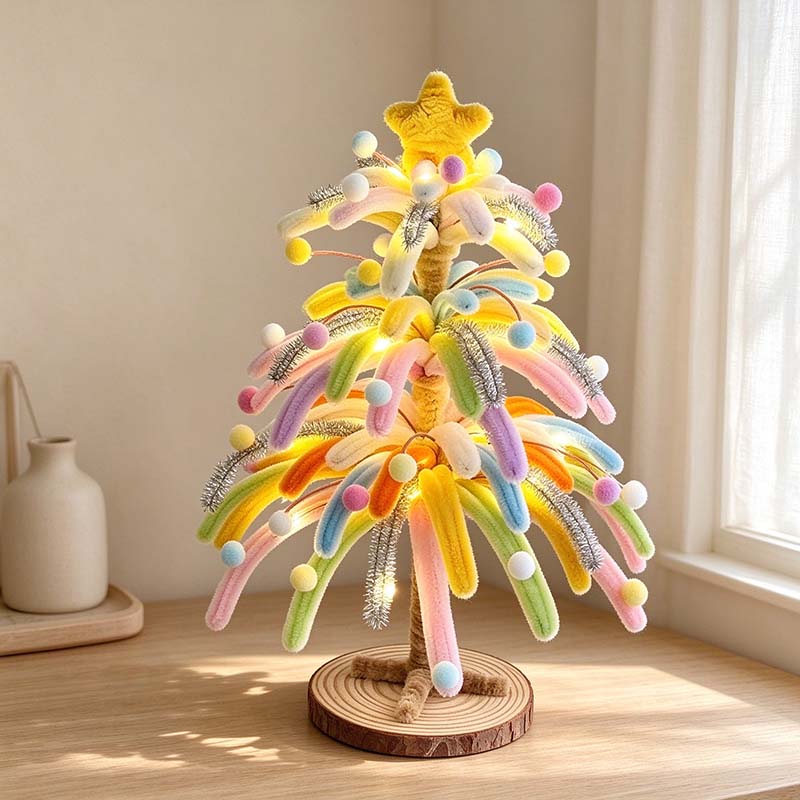 CouldNook Lighted Christmas Tree Assembly Kit - Colorful Textured Branch Designs
