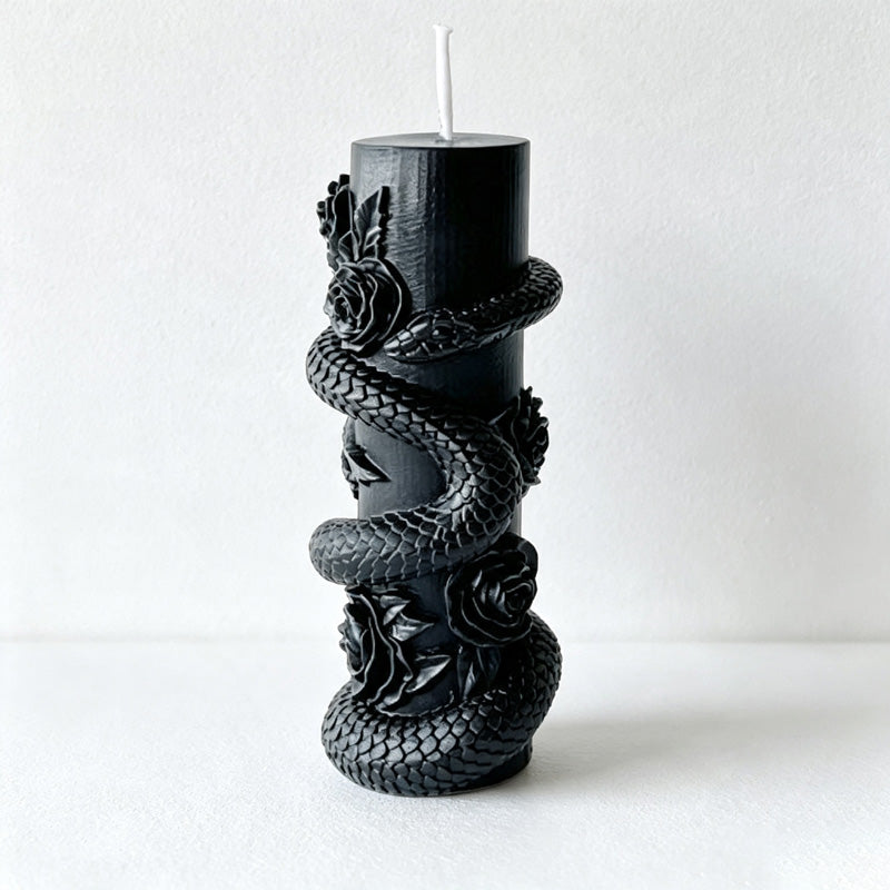 CouldNook Serpent‑Sculpted Scented Pillar Candle‑Vintage Halloween Decor