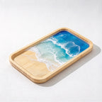 CouldNook Rectangular Ocean Decorative Tray - Rounded Corners and Layered Wave Lines