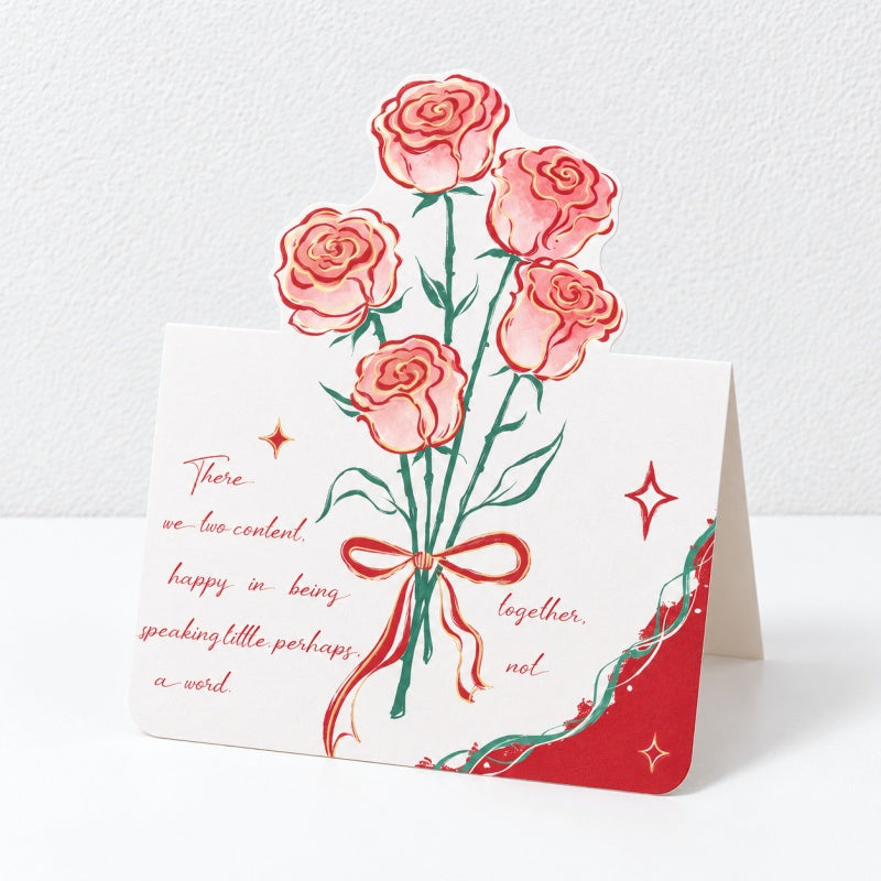 CouldNook Rose Bouquet Greeting Card - Shaped Floral Pop Up