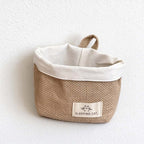CouldNook Hanging Storage Basket - Folded Fabric Rim and Cat Label
