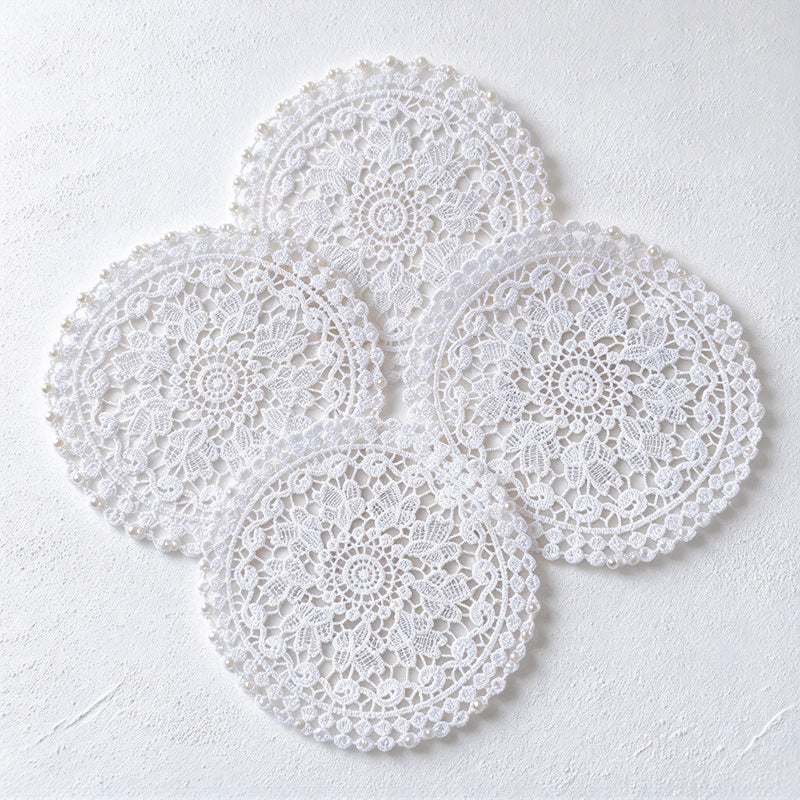 CouldNook Round Lace Table Mat - Floral Openwork And Decorative Edges