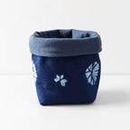 CouldNook Blue Fabric Storage Basket - Rolled Rim Tabletop Organizer