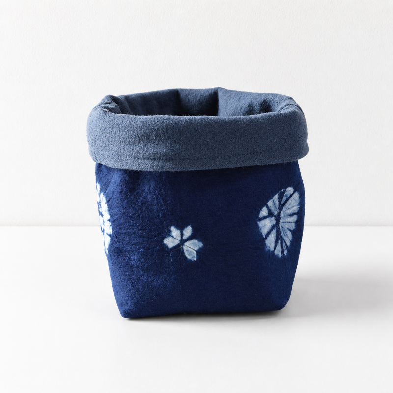 CouldNook Blue Fabric Storage Basket - Rolled Rim Tabletop Organizer