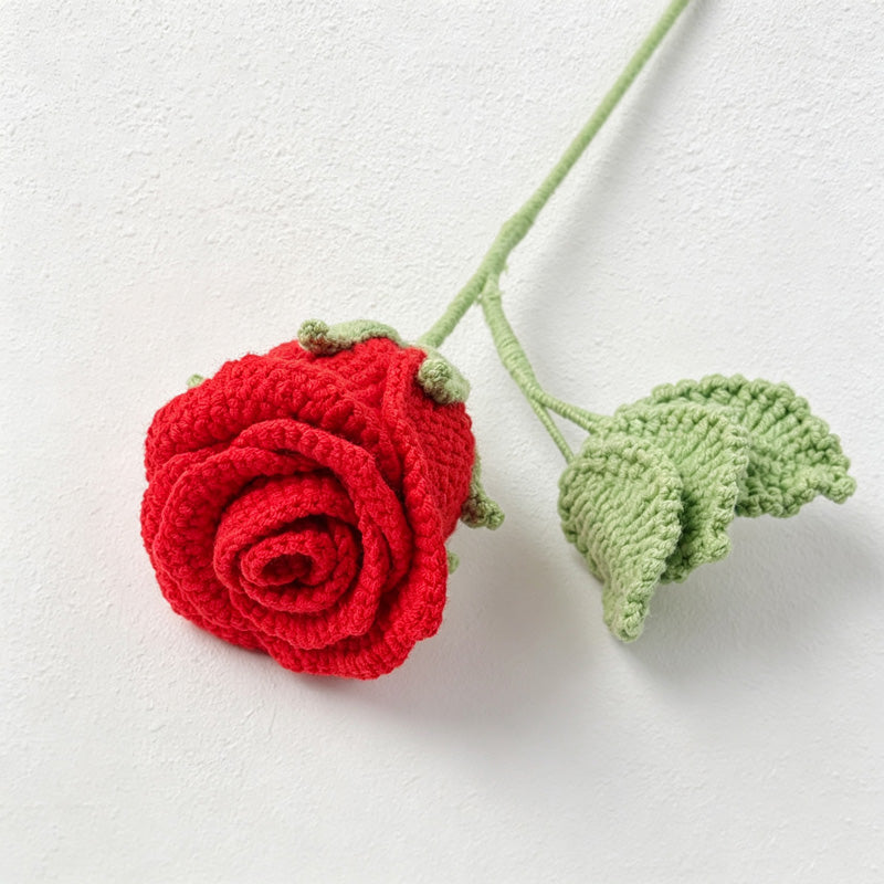 CouldNook Yarn Rose Flower Ornament - Stemmed Color Choices
