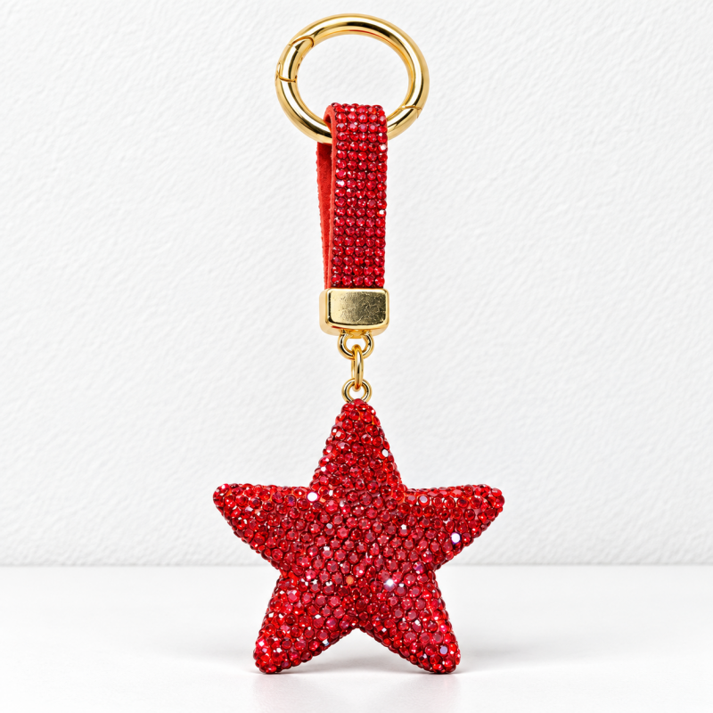 CouldNook Star Keychain - Raised Rhinestone Shape and Matching Decorative Strap