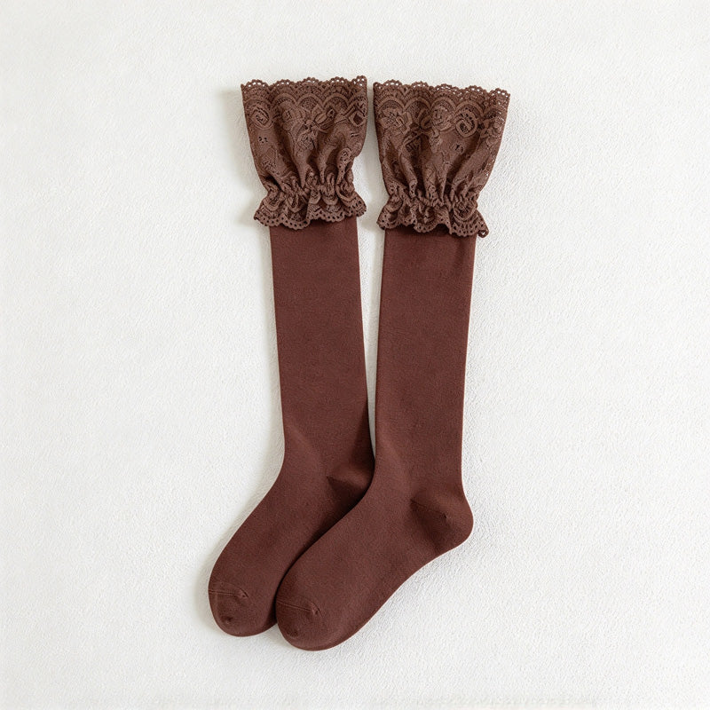 CouldNook Lace Cuff Socks - Wide Floral Trim And Two Lengths