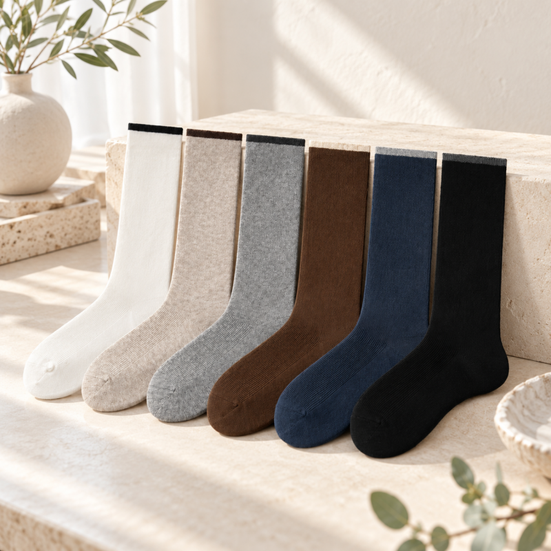 CouldNook Ribbed Calf Socks - Contrast Top Trim