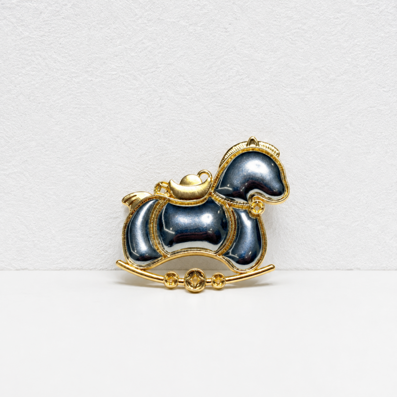 Golden Rocking Horse Pendant - DIY Fortune Charm