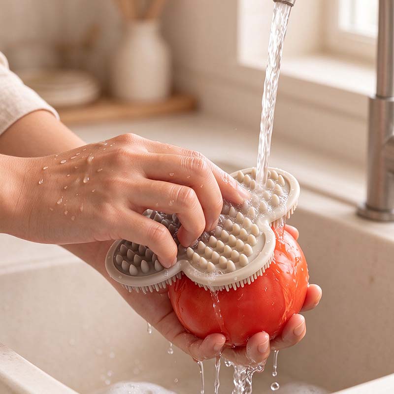 CouldNook Vegetable Brush - Four-Lobed Shape and Dual Textured Faces