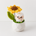 CouldNook Yarn Animal Planter Figure - Spring Mounted Sunflower