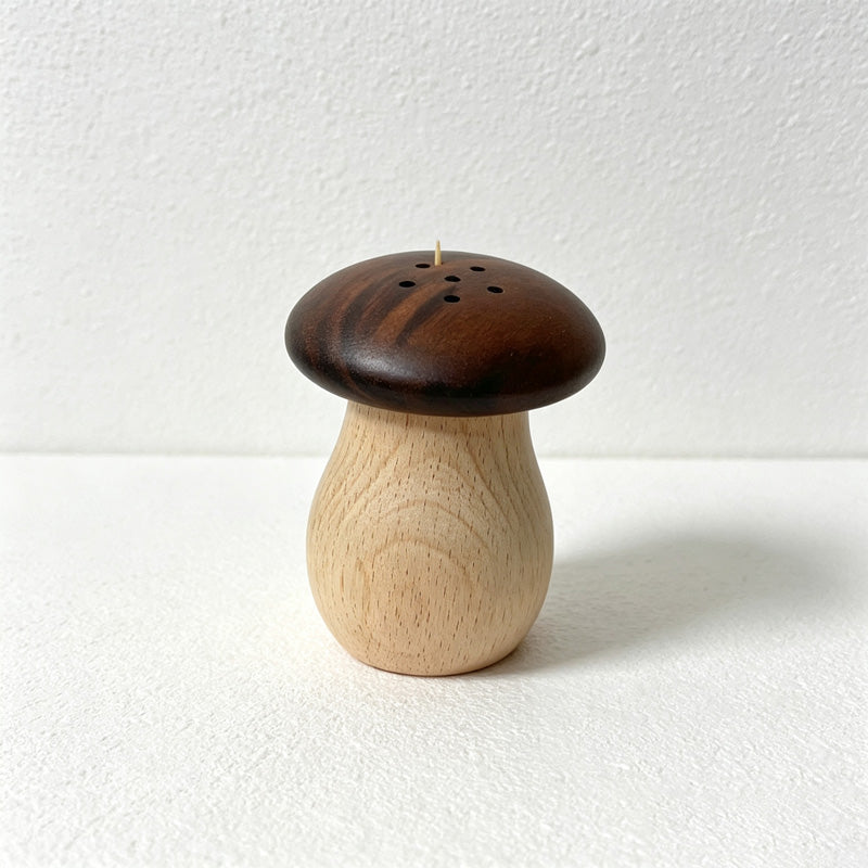 CouldNook Wooden Mushroom Toothpick Holder - Two-Tone Cap Design