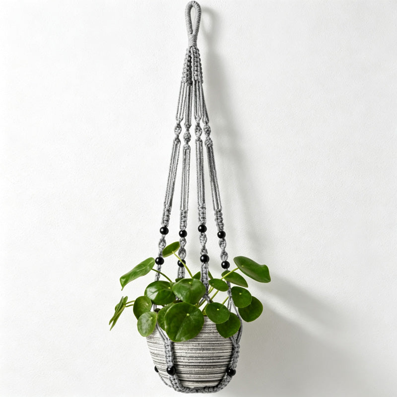 CouldNook Knotted Plant Hanger - Beaded Hanging Pot Holder (0731谭琪-MK2BLCR6H13HOB159)-OK