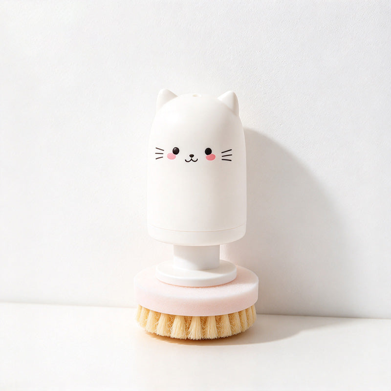 CouldNook Cat Dish Brush - Rounded Handle And Replaceable Circular Head
