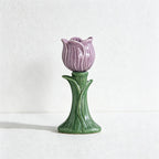 CouldNook Tulip Candle Holder - Sculpted Petals and Leaf Base