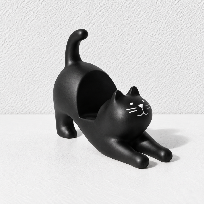 CouldNook Stretching Cat Phone Stand - Raised Tail and Outstretched Front Paws