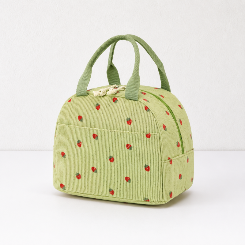 CouldNook Corduroy-Look Lunch Bag - Double Zipper and Front Pocket