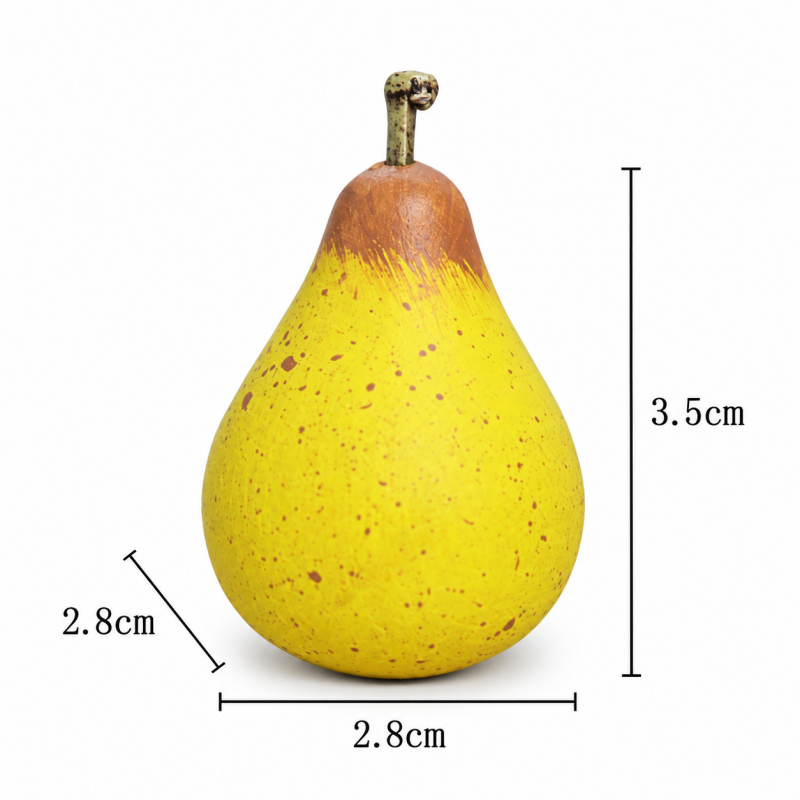 Mini Pear Ornament - Yellow Speckles and Brown Stem