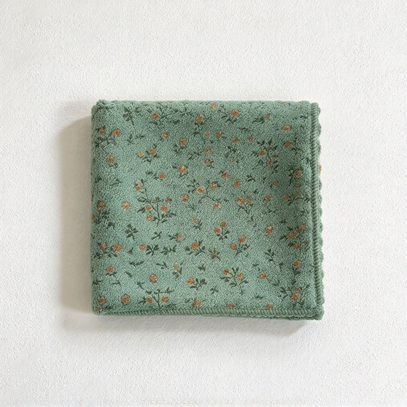 CouldNook Floral Cleaning Cloth Set - Four Pieces And Scalloped Edges