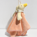 CouldNook Goose Coral Fleece Hanging Hand Towel - Lace Detail