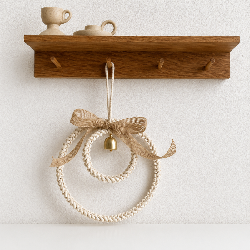 CouldNook Cotton Rope Hoop Wall Chime - Burlap Bow