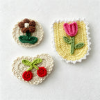 CouldNook Yarn Floral Applique Patch - Three Raised Motif Designs