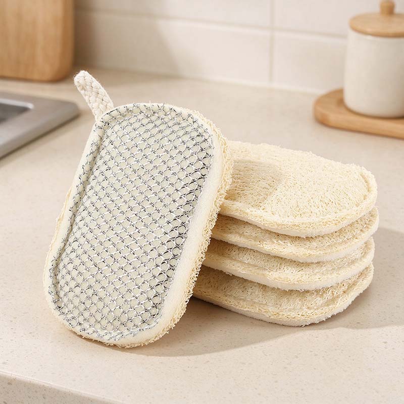 CouldNook Loofah Dish Scrubber - Two Textured Sides And Hanging Loop