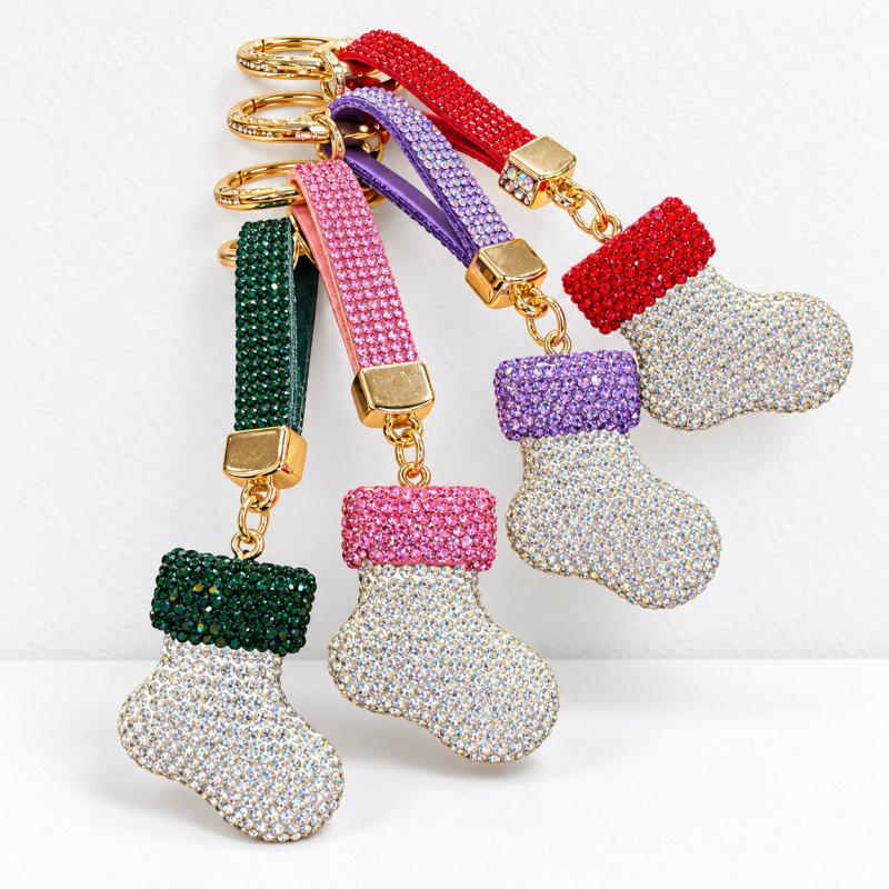 CouldNook Christmas Rhinestone Keychain - Festive Shapes and Decorative Attachment Options