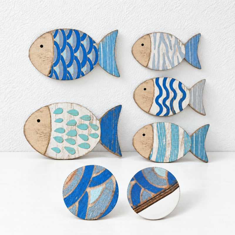 CouldNook Tropical Fish Wall Decoration Set - Shaped Wooden Silhouettes