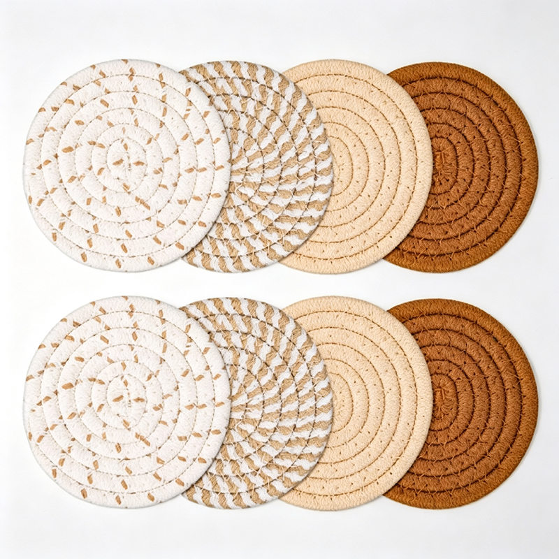 CouldNook Woven Round Drink Coaster - Warm Table Accent