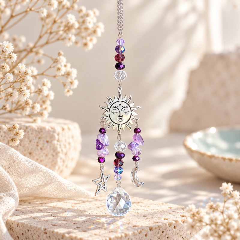 CouldNook Celestial Suncatcher - Sun Moon Star Charms