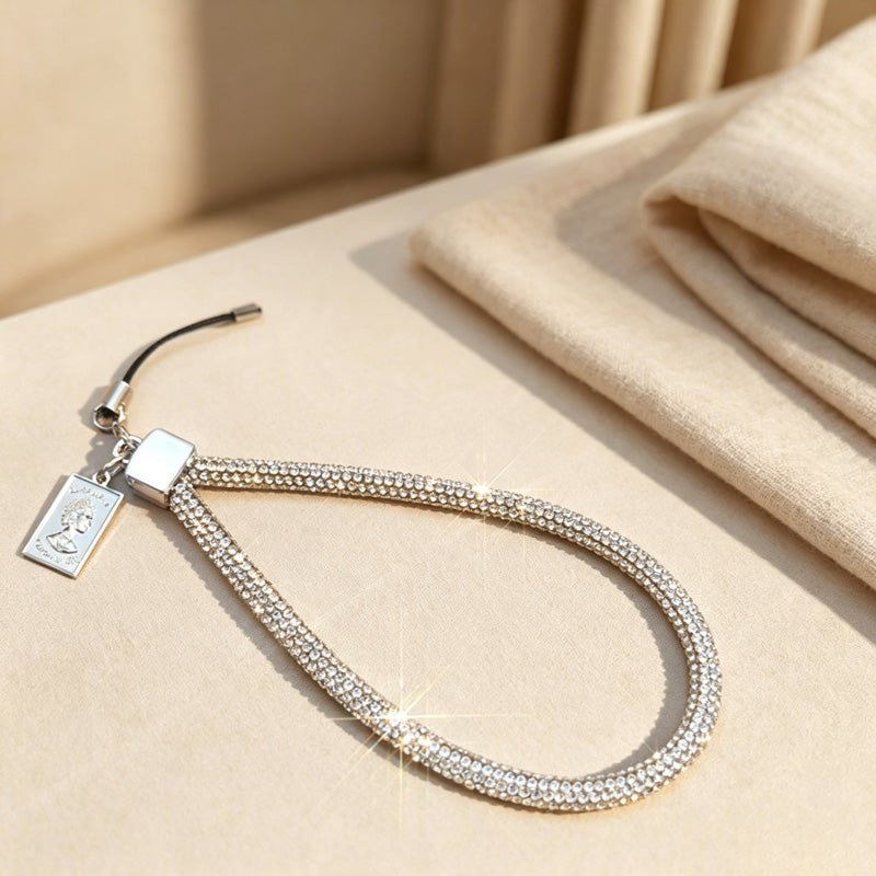 CouldNook Rhinestones Set Wrist Phone Strap with Closely Set Reflective Stones