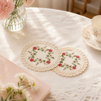 CouldNook Embroidered Floral Lace Coaster 2PCS Set - Tray Styling Accent