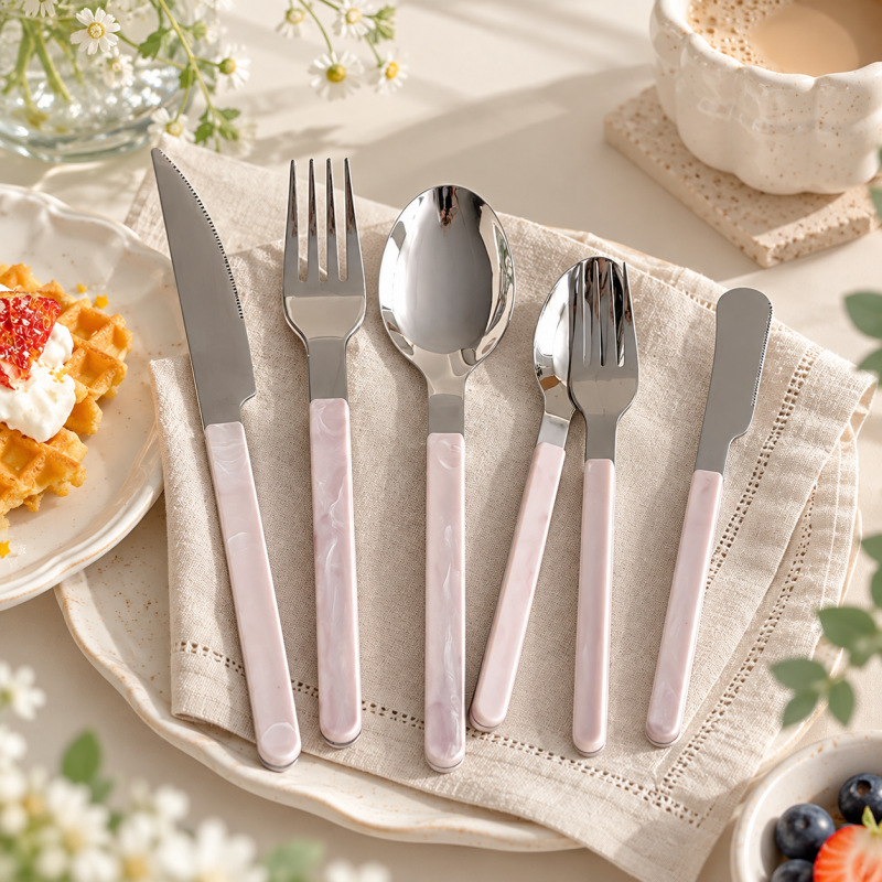 Swirl Handle Flatware - Slim Grips and Reflective Heads