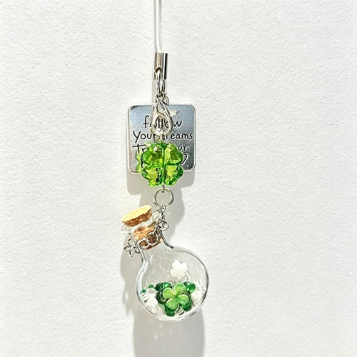 CloudNook Phone Charm Strap-Lucky Clover Bottle Pendant Design