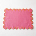 CouldNook Embroidered Placemat - Wavy Outline and Contrasting Stitched Border