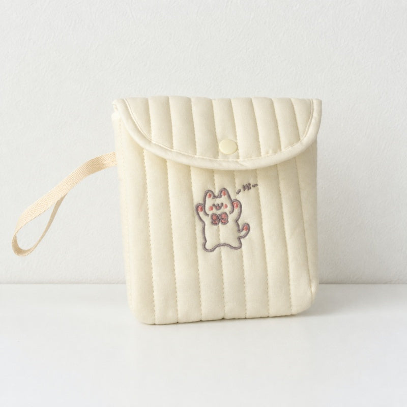 CouldNook Cute Embroidered Sanitary Pouch‑Portable Mini Storage Bag for Sanitary Napkins