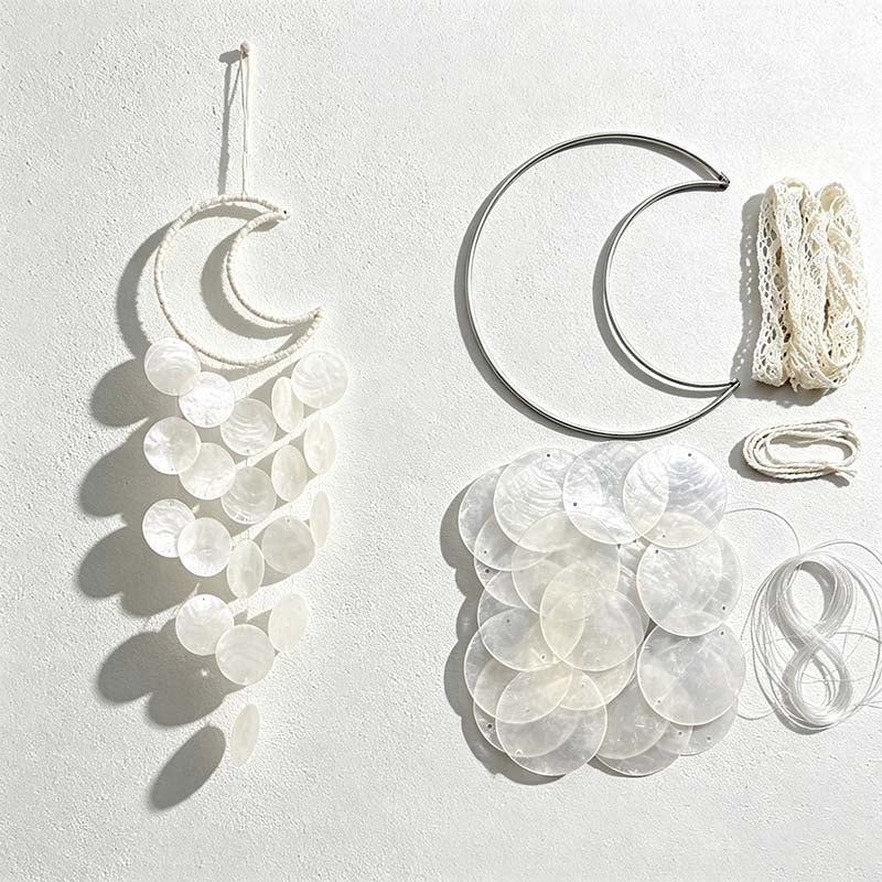 CouldNook Shell Wind Chime Material Kit - Moon Ring Options