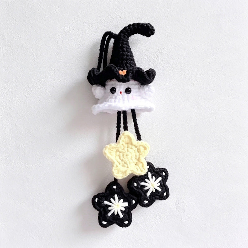 CouldNook Yarn Ghost Hanging Ornament - Witch and Pumpkin Designs