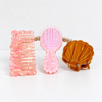 CouldNook Comb Brush And Mirror Set - Patterned Bodies And Shell-Shaped Mirror