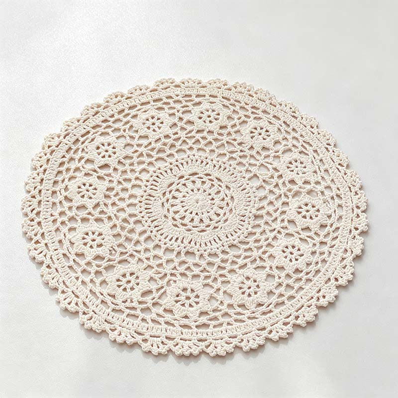 CouldNook Crocheted Lace Table Mat - Round Oval Size Options