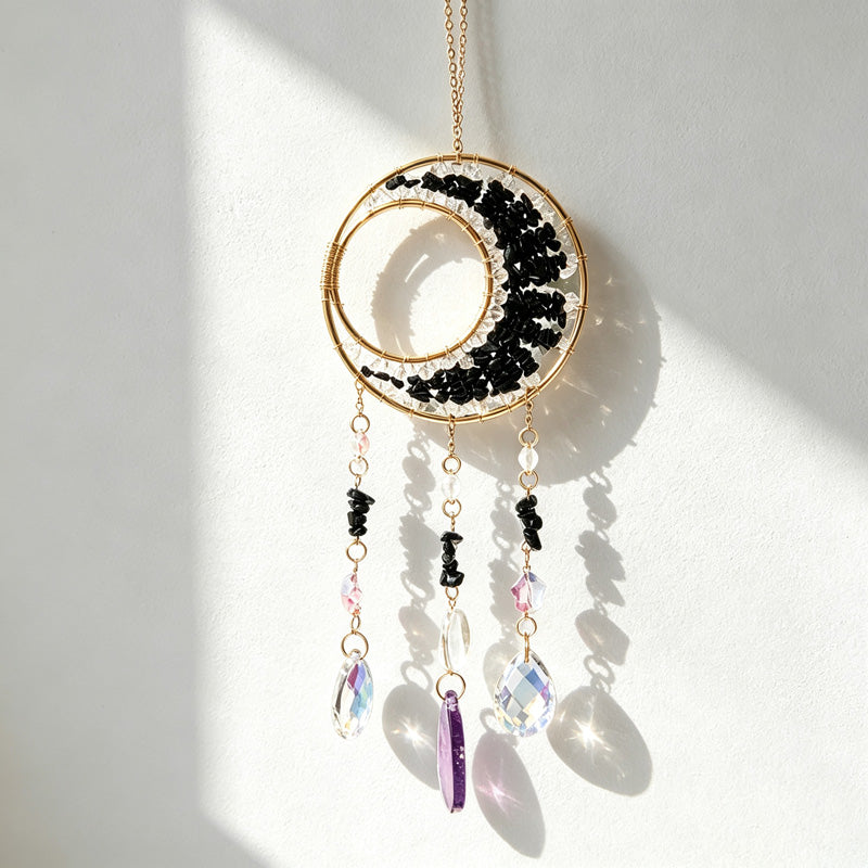 CouldNook Gemstone Crescent Suncatcher - Crystal Drop Window Hanging