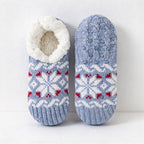 CouldNook Snowflake Slipper Socks - Patterned Knit And Fleece-Look Lining