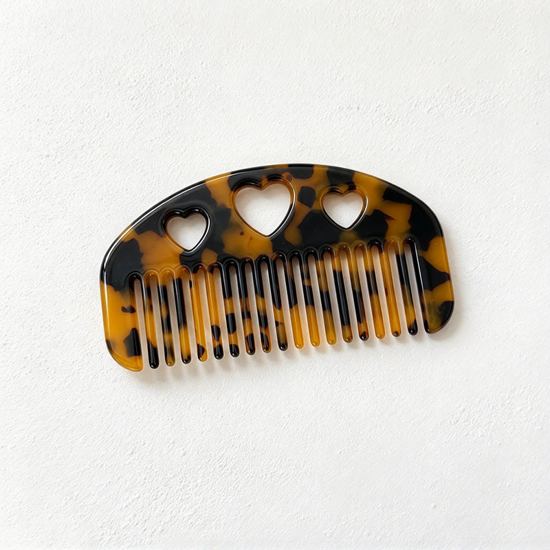 CouldNook Heart Cutout Hair Comb - Arched Acetate Design