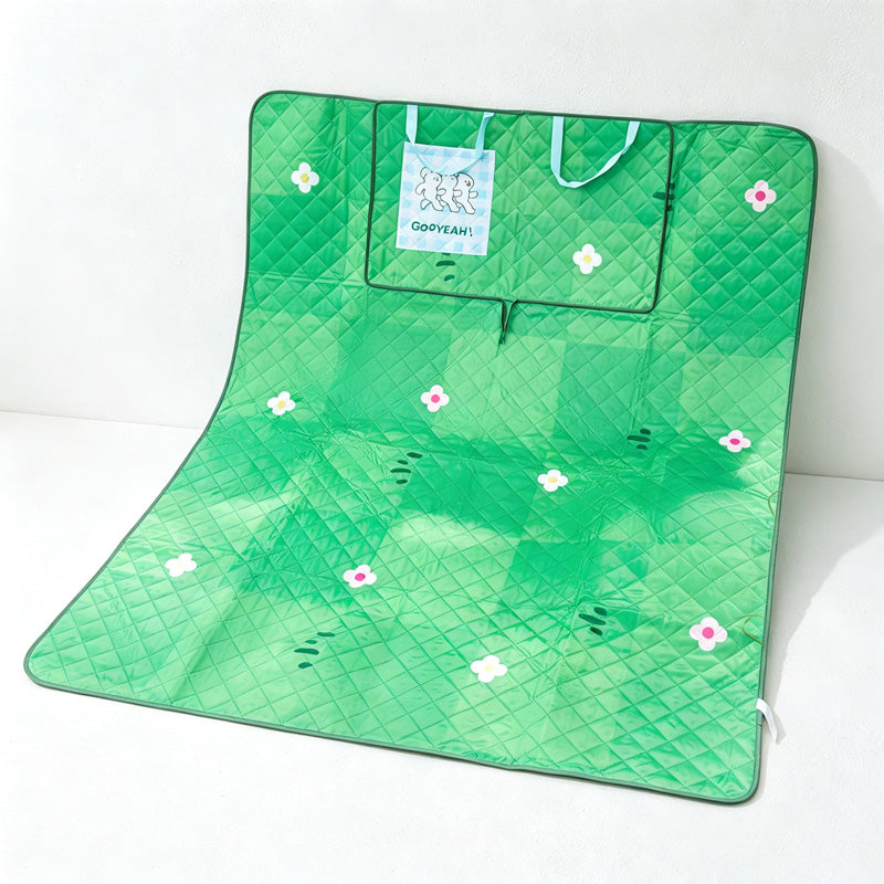 CouldNook Green Floral Picnic Mat - Foldable Carrying Case
