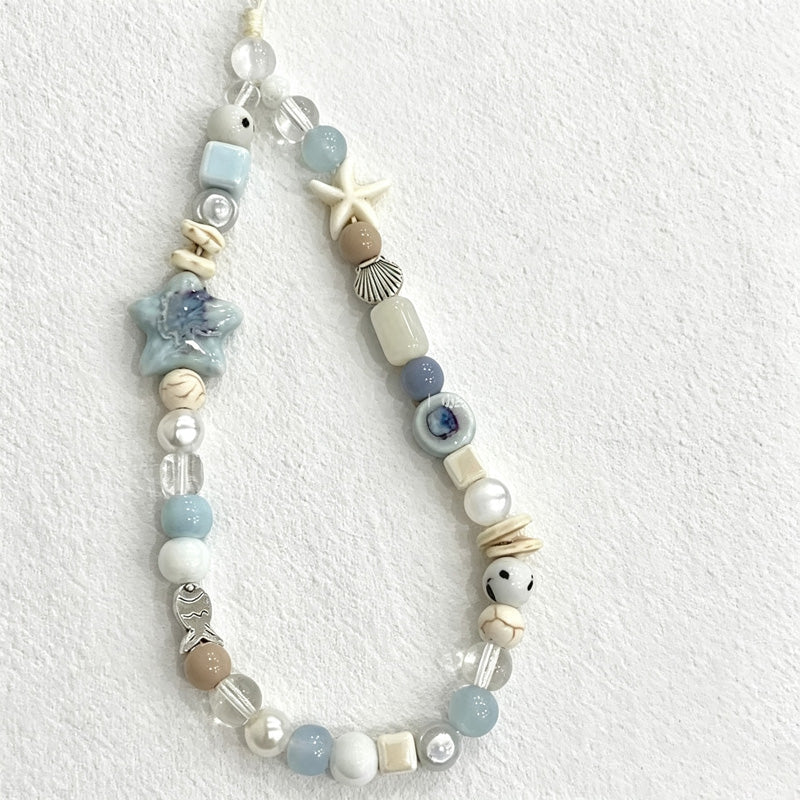 CloudNook Ocean Starfish Phone Charm‑Coastal Beaded Wrist Strap